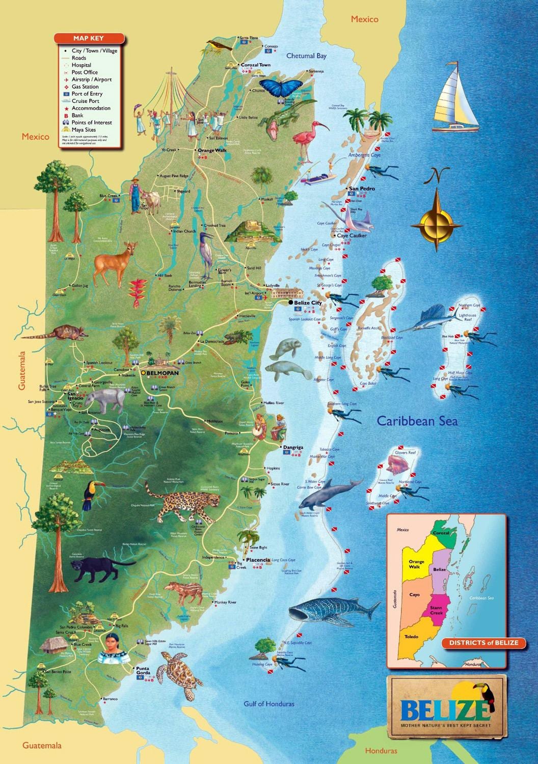 Mapa Belize vodopády