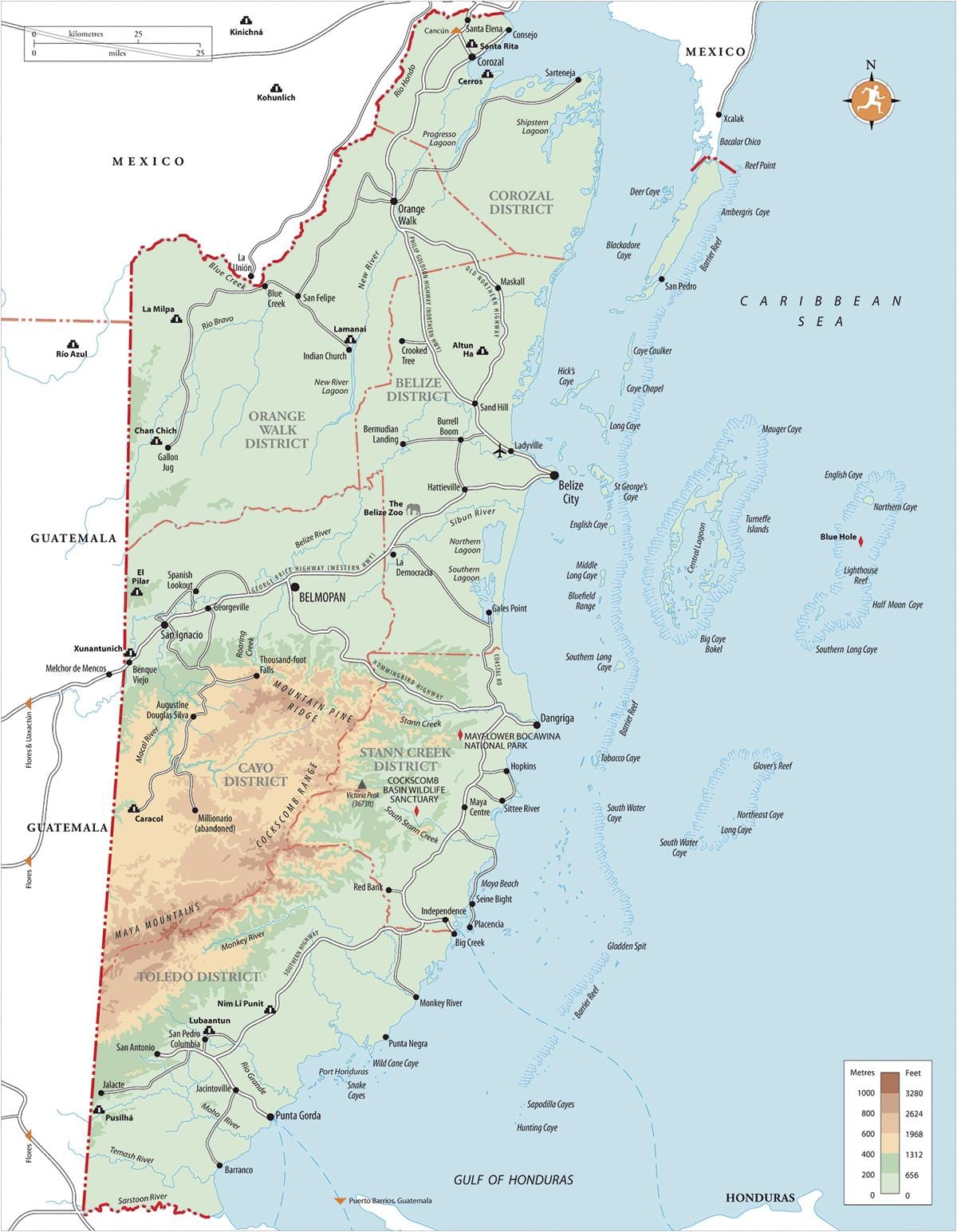 hopkins village Belize mapě
