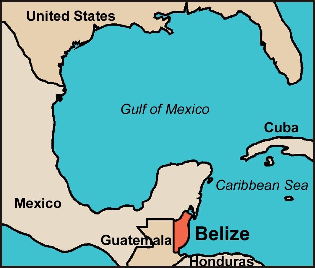 Belize mapě země