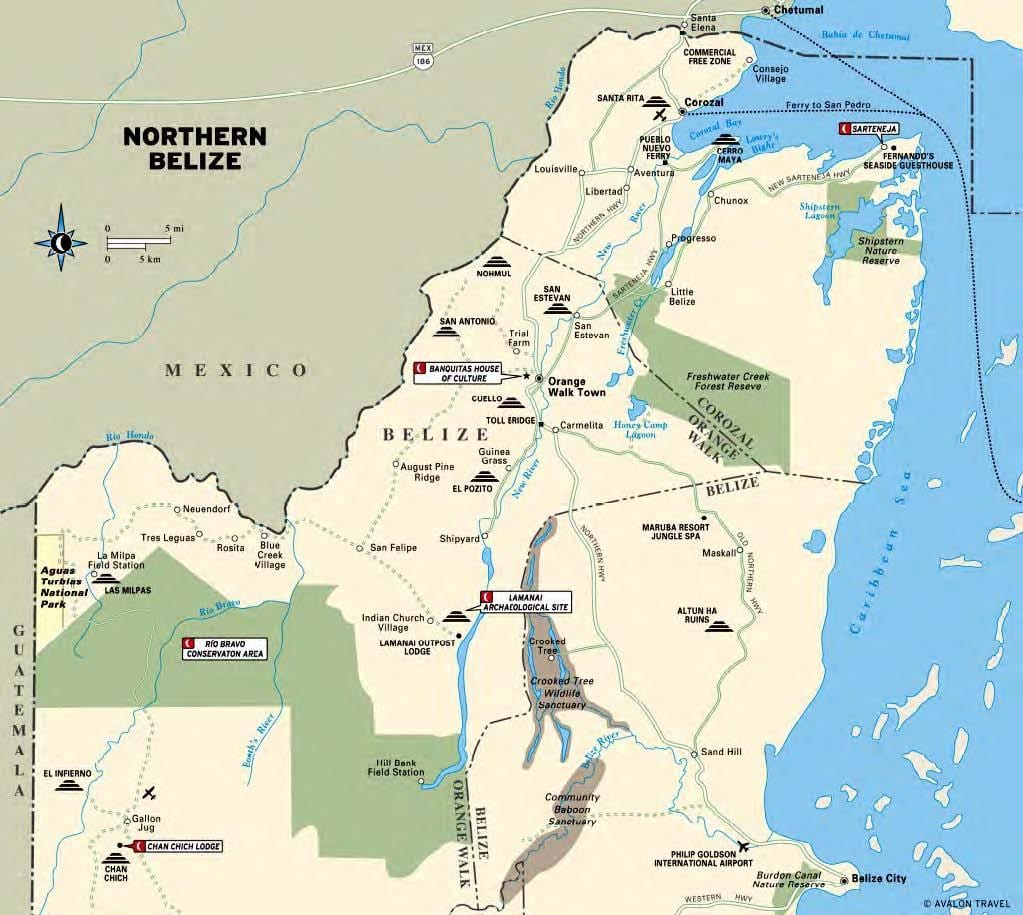 Mapa sibun řeky Belize