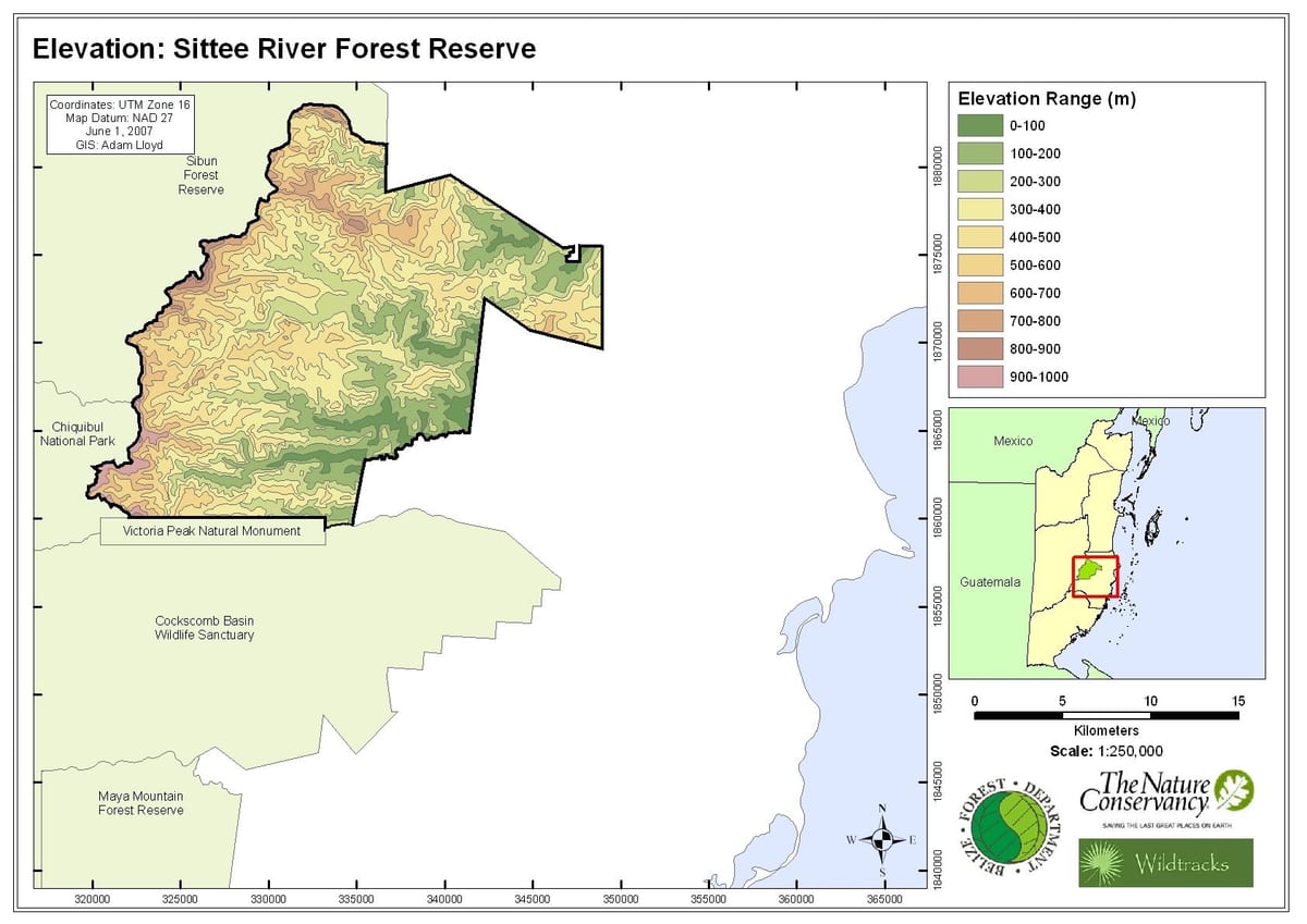 Mapa sittee river Belize