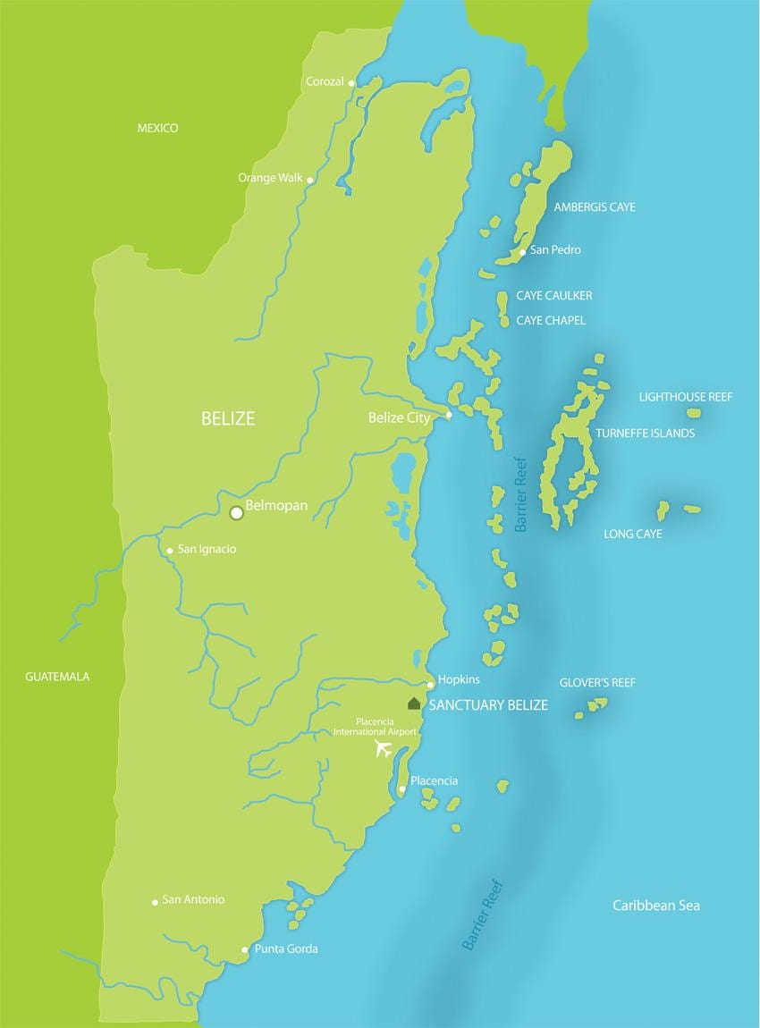 Mapa sanctuary Belize