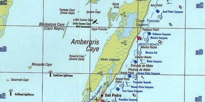 Mapa Belize šnorchlování