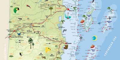 Mapa Belize body zájmu