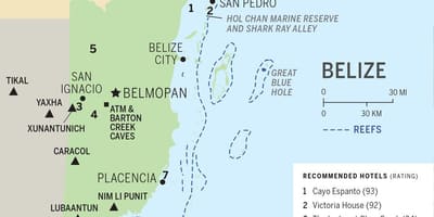 Mapa Belize pláže