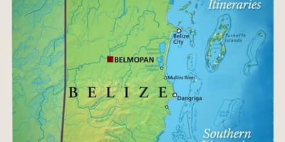 Mapa Belize plachtění