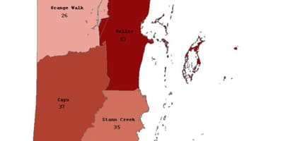 Mapa Belize populace