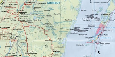 Podrobná silniční mapa Belize