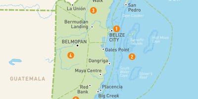 Mapa Belize a okolních zemí