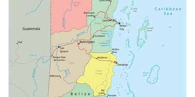 Mapa politického Belize