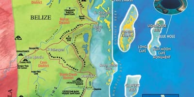Mapa tabák caye v Belize