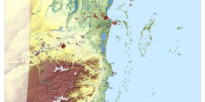 Mapa topografické Belize